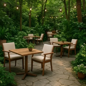 Chaise en teck massif ancien avec coussin en mousse souple, design minimaliste moderne pour restaurant, mobilier offrant un confort maximal - Product Image 4