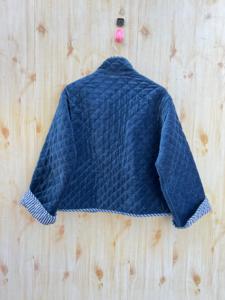 Veste matelassée indienne faite à la main en velours de coton de première qualité unisexe col montant manteau d'hiver bouton décoration nouvelle Collection réversible - Product Image 3