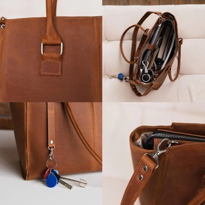 Sac à main pour ordinateur portable en cuir véritable de luxe, unisexe, sac à bandoulière pour ordinateur portable de travail, grande capacité, léger - Product Image 5