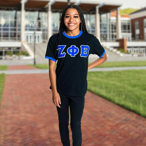 Soror hermandad de Mujeres de gran tamaño de manga corta Zeta Phi Beta letra griega cuello en V de algodón de bambú crop tops streetwear moda camiseta - Product Image 6