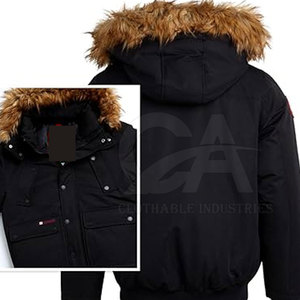 Chaqueta de Invierno Impermeable con Capucha y Piel Sintética para Hombre, con Logotipo Frontal, Suministro OEM de Alta Calidad - Product Image 4