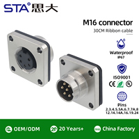 Connecteur d'alimentation M16 IP67 étanche, mâle et femelle, à bride carrée, 2, 3, 4, 5, 6, 7, 8, 12, 14, 16, 19, 24 broches