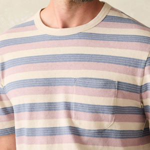 Camiseta de Manga Corta para Hombre, Camisetas de Algodón para Hombre, Camiseta de Verano a Rayas, Camiseta Orgánica con Bolsillo, Camisetas Casuales - Product Image 3