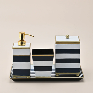 Ensemble de salle de bain en marbre le plus vendu, accessoires de salle de bain propres, porte-savon, plateau, look élégant et brillant - Product Image 1