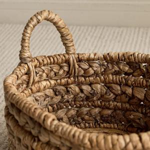 Oval <b>woven</b> water hyacinth <b>basket</b> for home use Handmade Storage <b>Basket</b> Wholesale eco-friendly Made in Vietnam - Product Image 5