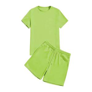 Venta al por mayor precio diseño personalizado verano nueva llegada poliéster algodón Jogging ropa deportiva cuello redondo Camiseta y pantalones cortos conjuntos transpirable - Product Image 5