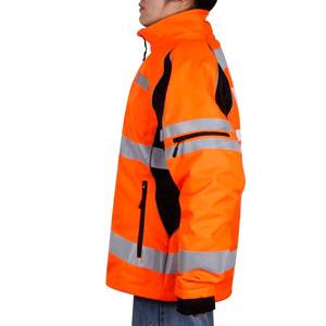 Chaqueta DE SEGURIDAD naranja con tiras reflectantes, tela elástica para construcción y trabajo nocturno - Product Image 6
