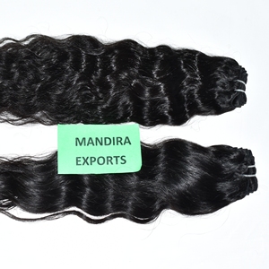 Extensiones de cabello humano ondulado Natural alineado con cutícula sin procesar 100%, extensiones de cabello humano indio Temple de Color negro - Product Image 2