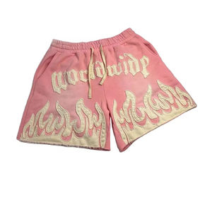 Short Vintage à bord coupé personnalisé grande taille avec cordon de serrage pour hommes 100% coton pour hommes vêtements décontractés en pierre et short de style gym - Product Image 1