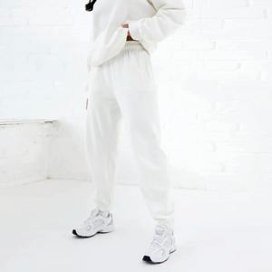 Jogger con puños elásticos para mujer con estampado de hojaldre 60% algodón 40% poliéster pantalones de chándal de ajuste relajado XS tamaño blanco para invierno - Product Image 6