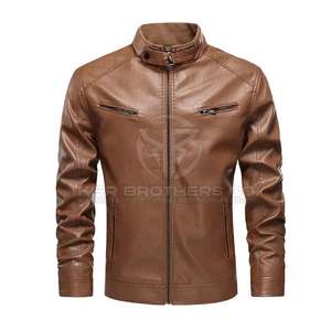 Chaqueta de invierno de cuero a la moda para hombre, abrigo cómodo de uso diario con diseño de moda, chaqueta de invierno de cuero PU ajustada para hombre - Product Image 1