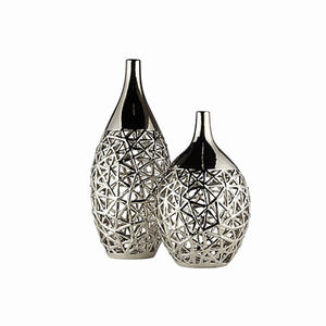 Vases décoratifs pour hôtels et restaurants, lot de 2 vases à fleurs en métal plaqué or pour la décoration de la maison, style moderne - Product Image 4