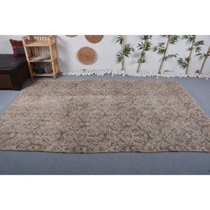 พรมปูพื้นขนาดใหญ่ขนแกะสไตล์โบฮีเมียนวินเทจ5.9คลาสสิก 'x 9.3' การออกแบบปะต่อสีเขียวและสีเบจสไตล์โบฮีเมียนสำหรับวัยรุ่น - Product Image 1