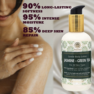 Lotion corporelle douce au thé vert et au jasmin pour tous types de peau, ingrédients naturels, formule végétalienne faite à la main, hypoallergénique - Product Image 2