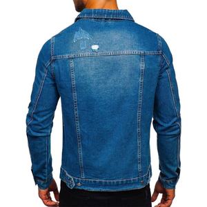 Chaqueta vaquera elástica larga para hombre hecha a medida, chaqueta vaquera para hombre, chaqueta vaquera lisa de invierno azul de algodón para hombre de talla grande - Product Image 6