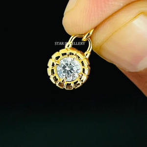 14K Solid Gold CVD Lab Grown Diamond Solitaire Gold Lock Pendant Fine Jewelry. - Product Image 2