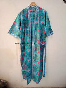 Kimono largo con estampado Floral, ropa de noche suave y cómoda, bata de baño de algodón, Kimono de novia para verano - Product Image 5