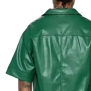 2025 mùa hè thời trang nhiều màu áo sơ mi đau khổ thêu chất lượng cao da nút lên áo sơ mi PU da - Product Image 4