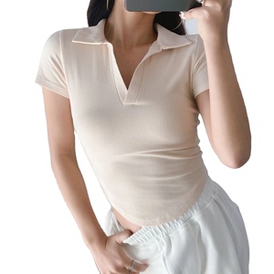 Polos à manches courtes, polos de golf, hauts courts, couleur unie, polos pour femmes, poids lourd, polos pour femmes - Product Image 5