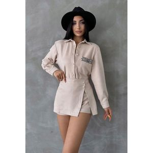 Camisa de Mujer TOPSHOW, Estilo Gamuza, Mezcla de Poliéster y Elastano, Diseño Liso de Color Sólido, Venta al Por Mayor para Pedidos al Mayoreo - Product Image 1
