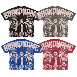 Venta al por mayor de alta calidad bordado camiseta de los hombres de impresión de gran tamaño personalizado bordado de impresión de su diseño Logo camisetas - Product Image 4