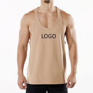 Débardeur de sport en coton pour homme avec logo personnalisé, dos en Y, pour entraînement musculaire, design stringer, respirant et séchage rapide, vente en gros - Product Image 1