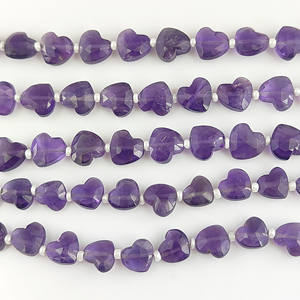 Perles d'améthyste facettées en forme de cœur de 8 à 9 mm, brin de perles d'améthyste naturelles pour la fabrication de bijoux en vrac, 20 à 22 perles sur un brin de 8 pouces - Product Image 2