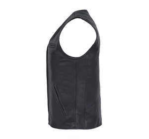 Chaleco de cuero negro con cuello en V para hombre al por mayor Premium transpirable con 4 bolsillos exteriores con cremallera diseño formal OEM a granel - Product Image 3