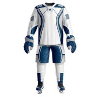 Conjunto de Hockey sobre Hielo Sublimado de Poliéster Transpirable Rosa y Gris para Equipos Profesionales, Personalizable con Nombre y Número, Elástico en Cuatro Direcciones, Venta al Por Mayor