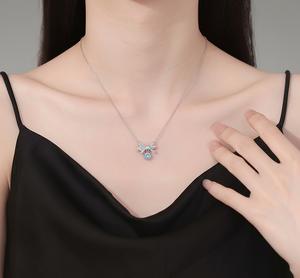 Collier Pendentif Nœud Papillon Fantaisie Éblouissant 1ct VVS Moissanite Hip Hop Chaîne à Maillons Multicolore pour Femmes Argent Sterling 925 - Product Image 6