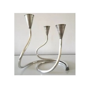 Plateau de bougie en aluminium de couleur argent, décoration moderne de mariage, support de bougie de pilier en métal, logo personnalisé imprimé - Product Image 5