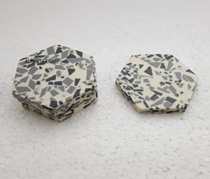 High Quality Round <b>White</b> Black Marble & Resin Coasters for Wedding Party Table Decoration Directly Exported by Manufacturer - Product Image 6