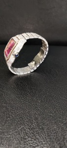 Cadran Rose Premium Cadran Analogique Boîtier En Acier Inoxydable Moissanite Diamant Entièrement Glacé Style Hip Hop Mécanique Montre-Bracelet Personnalisée - Product Image 4