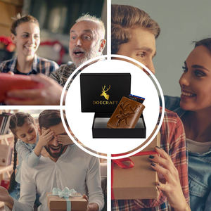 Portefeuille pour homme en cuir véritable élégant, design fin à double pli, protection RFID, plusieurs emplacements pour cartes, longueur courte, doublure en satin, cadeau de bureau - Product Image 4