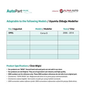 Kit de réparation de vitre avant-droite et gauche pour Opel Corsa D (expédié de Turquie) Code produit: FD113298 - Product Image 2