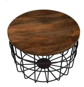 Juego redondo de diseño moderno, mesa de alambre de hierro superior de madera, muebles para el hogar para uso en la sala de estar - Product Image 3