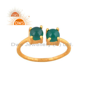 Latest Handmade Design 18K Gold Plated Natural Green Onyx Gemstone <b>Adjustable</b> <b>Ring</b> Demi Fine Jewelry Manufacturer - Product Image 1