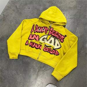 OEM Custom Screen Print Logo Streetwear Fleece Vintage Double Zipper Layer Acid <b>Wash</b> Sun Faded Distressed Pockets Hoodie - Product Image 3