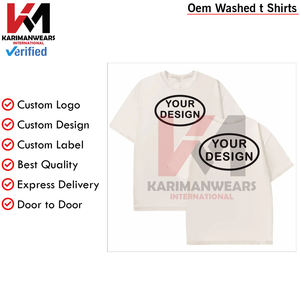 Camiseta personalizada Your Logo Men Hip hop Street Top 100% algodón puro ajuste suelto bordado estampado desgastado, camisa de moda - Product Image 2