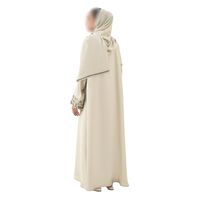 Abaya à manches brodées blanc crème, robe élégante et modeste pour femmes, style Dubaï de luxe, kaftan islamique, robe de cérémonie pour invité de mariage