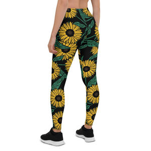 Best Quality Women's Leggings Sublimated Yoga Pants Leggings High Waist Workout Leggings With Sunflower Printed Design - Product Image 6