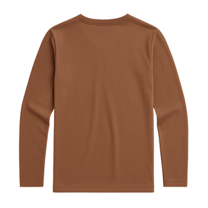 <b>Men</b> Brown 100% Luxury Organic Cotton V Neck T Shirt Pre Shrunk GOTS Certified Premium <b>Long</b> <b>Sleeve</b> Breathable Fit Tee - Product Image 2