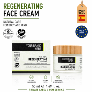 Crema Viso Rigenerante Private Label 50ml OEM |   Crema Riparatrice Anti-Età e Anti-Rughe |   Organico Vegano |   Prodotto in Spagna UE - Product Image 1