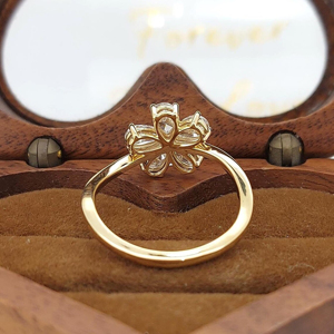 Luxury Flower Diamond <b>Ring</b> for Women <b>Adjustable</b> Gold Plated CZ Floral <b>Ring</b> - Product Image 4