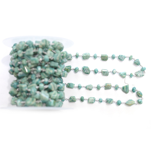 Amazonite cốm & rondelle hình dạng Hạt sterling bạc mạ chuỗi tràng hạt bọc cho đồ trang sức làm mm Kích thước phát hiện - Product Image 2