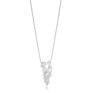 Couble Stars Design Clear Zircon Stone Charm Necklace Pendant Turkish Wholesale Handmade 925 Sterling Silver Jewelry - Product Image 5