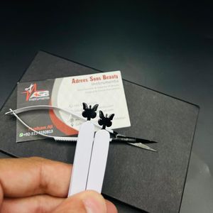 Pince à sourcils en acier durable avec logo personnalisé avec pointe inclinée et ciseaux à ressort à sourcils noir papillon pour la beauté - Product Image 4