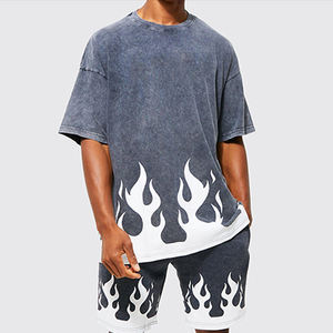 T-shirts en coton surdimensionnés pour hommes, 250 g/m², lavage à l'acide, imprimé graphique vintage, impression DTG personnalisée, logo - Product Image 3