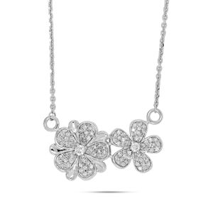 Collier luxueux en diamant rond avec fleur sauvage - Product Image 6