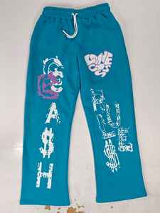 กางเกงวอร์มลำลองแบบมีเชือกผูกสำหรับผู้ชายกางเกงผ้าฟลีซผ้าฝ้ายทรงตรงสำหรับใส่ในยิมกลางแจ้งกำหนดได้เอง2024 - Product Image 5